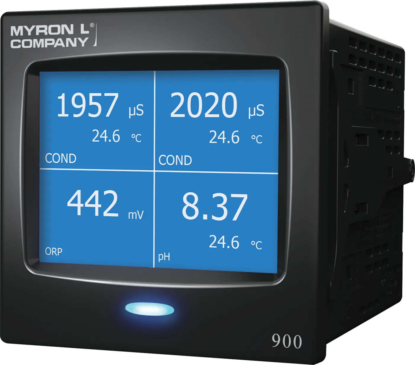 <h3><strong>Outputs</strong></h3>
<p><strong>4-20mA / 0-20mA Output</strong><br>(Model 900M-3C only)</p>
<p><strong>0-10V Recorder Output</strong><br>The 900 Series 0-10V Recorder Output can be programmed to output 0-10 or 0-5 VDC and export signals from any input channel or derived value.</p>
<p><strong>Relays and Alarms</strong><br>The relays and alarms operate independently but may be programmed to work in conjunction. Relays and alarms may be set to trigger on measurement values rising above, falling below, In Window (within an upper and lower range of values), or Out Window (outside an upper and lower range of values) for any of the input channels or for derived % rejection.</p>
<p><strong>RS-485 Output</strong><br>(Model 900M-3C only)</p>
<p>The 900 Series features an RS-485 Serial Communications Output that streams measured and derived data in ASCII format.</p>
<p><strong>PERCENT (%) REJECTION</strong><br>The Percent Rejection measurement feature compares feed water to the permeate (product) water to determine the percent of dissolved solids removed or rejected by a filtration system thereby quantifying the effectiveness of water filtration systems.</p>
<table style="height: 1157px; width: 96.1649%;">
<tbody>
<tr>
<td style="width: 18.1778%;"> </td>
<td style="width: 14.3579%;">Conductivity</td>
<td style="width: 11.1965%;">TDS</td>
<td style="width: 11.8551%;">Resistivity</td>
<td style="width: 11.1965%;">Salinity</td>
<td style="width: 10.8013%;">pH</td>
<td style="width: 8.29857%;">ORP/mV IN</td>
<td style="width: 14.0944%;">Temperature</td>
</tr>
<tr>
<td style="width: 18.1778%;">Ranges</td>
<td style="width: 14.3579%;">0 µS – 200 mS</td>
<td style="width: 11.1965%;">0 ppm – 200 ppt</td>
<td style="width: 11.8551%;">10 KΩ – 40 MΩ</td>
<td style="width: 11.1965%;">0 ppm – 200 ppt</td>
<td style="width: 10.8013%;">0 – 14 pH</td>
<td style="width: 8.29857%;">±2000 mV</td>
<td style="width: 14.0944%;">0 – 250˚C</td>
</tr>
<tr>
<td style="width: 18.1778%;">Accuracy</td>
<td style="width: 14.3579%;">± 1% of reading</td>
<td style="width: 11.1965%;">± 1% of reading</td>
<td style="width: 11.8551%;">± 1% of reading</td>
<td style="width: 11.1965%;">± 1% of reading</td>
<td style="width: 10.8013%;">± 0.01 pH</td>
<td style="width: 8.29857%;">± 2 mV</td>
<td style="width: 14.0944%;">± 0.1˚C</td>
</tr>
<tr>
<td style="width: 18.1778%;">Resolution</td>
<td style="width: 14.3579%;">0.01 (<100 µS)
<p> </p>
<p>0.1 (<1000 µS)</p>
<p>1 (<10,000 µS)</p>
<p>0.01 (<100 mS)</p>
<p>0.1 (≤200 mS)</p>
</td>
<td style="width: 11.1965%;">0.01 (<100 ppm)
<p> </p>
<p>0.1 (<1000 ppm)</p>
<p>1 (<10,000 ppm)</p>
<p>0.01 (<100 ppt)</p>
<p>0.1 (≤200 ppt)</p>
</td>
<td style="width: 11.8551%;">0.01 (<100 kΩ)
<p> </p>
<p>0.1 (<1000 kΩ)</p>
<p>0.01 (<10 MΩ)</p>
<p>0.1 (≤40 MΩ)</p>
</td>
<td style="width: 11.1965%;">0.001 (<10 ppt)
<p> </p>
<p>0.01 (<100 ppt)</p>
<p>0.1 (≤200 ppt)</p>
</td>
<td style="width: 10.8013%;">0.01 pH</td>
<td style="width: 8.29857%;">1 mV</td>
<td style="width: 14.0944%;">0.1˚C/F</td>
</tr>
<tr>
<td style="width: 18.1778%;">Auto
<p> </p>
<p>Temperature</p>
<p>Compensation</p>
</td>
<td style="width: 14.3579%;">0-71˚C
<p> </p>
<p>32-160˚F</p>
</td>
<td style="width: 11.1965%;">0-71˚C
<p> </p>
<p>32-160˚F</p>
</td>
<td style="width: 11.8551%;">0-71˚C
<p> </p>
<p>32-160˚F</p>
</td>
<td style="width: 11.1965%;">0-71˚C
<p> </p>
<p>32-160˚F</p>
</td>
<td style="width: 10.8013%;">0-71˚C
<p> </p>
<p>32-160˚F</p>
</td>
<td style="width: 8.29857%;">–</td>
<td style="width: 14.0944%;">–</td>
</tr>
<tr>
<td style="width: 18.1778%;">Adjustable Temperature
<p> </p>
<p>Compensation</p>
</td>
<td style="width: 14.3579%;">0 – 10%/˚C</td>
<td style="width: 11.1965%;">0 – 10%/˚C</td>
<td style="width: 11.8551%;">0 – 10%/˚C</td>
<td style="width: 11.1965%;">0 – 10%/˚C</td>
<td style="width: 10.8013%;">On/Off</td>
<td style="width: 8.29857%;">–</td>
<td style="width: 14.0944%;">–</td>
</tr>
<tr>
<td style="width: 18.1778%;">Cond/TDS
<p> </p>
<p>Ratios</p>
<p>Preprogrammed</p>
</td>
<td style="width: 14.3579%;">KCl, NaCl, 442™</td>
<td style="width: 11.1965%;">KCl, NaCl, 442™</td>
<td style="width: 11.8551%;">–</td>
<td style="width: 11.1965%;">KCl, NaCl, 442™</td>
<td style="width: 10.8013%;">–</td>
<td style="width: 8.29857%;">–</td>
<td style="width: 14.0944%;">–</td>
</tr>
<tr>
<td style="width: 18.1778%;">Adjustable
<p> </p>
<p>Cond/TDS</p>
<p>Ratio Factor</p>
</td>
<td style="width: 14.3579%;">0.20-7.99</td>
<td style="width: 11.1965%;">0.20-7.99</td>
<td style="width: 11.8551%;">–</td>
<td style="width: 11.1965%;">0.20-7.99</td>
<td style="width: 10.8013%;">–</td>
<td style="width: 8.29857%;">–</td>
<td style="width: 14.0944%;">–</td>
</tr>
</tbody>
</table>
