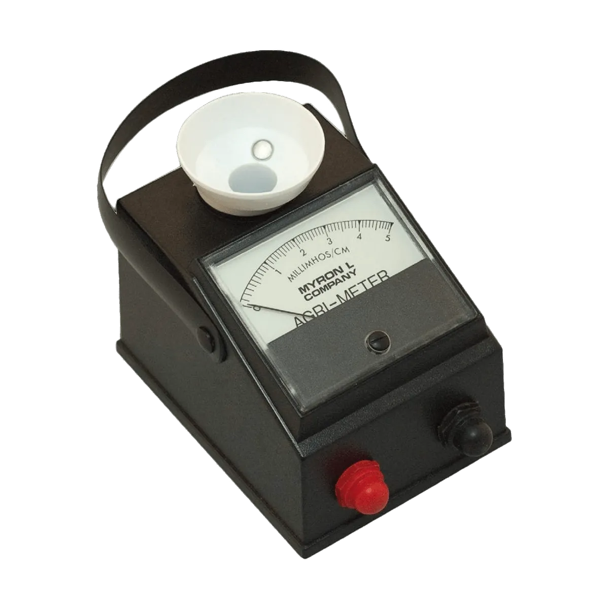 <h3><strong>AGRI-METERS™ Specifications:</strong></h3>
<table>
<tbody>
<tr>
<td><strong>Conductivity Range:</strong></td>
<td>0-5 millimhos</td>
</tr>
<tr>
<td><strong>pH Range:</strong></td>
<td>2-12 pH (AG6/PH only)</td>
</tr>
<tr>
<td><strong>Accuracy:</strong></td>
<td>pH: ±0.2 pH units<br>Conductivity: ±2% of full scale</td>
</tr>
<tr>
<td><strong>Repeatability:</strong></td>
<td>±1%</td>
</tr>
<tr>
<td><strong>Temperature Compensation:</strong></td>
<td>Automatic (to 25°C) for Conductivity samples between 50-160°F/10-71°C</td>
</tr>
<tr>
<td><strong>Electrodes (Built-in):</strong></td>
<td>pH: KCI gel-filled; field replaceable<br>Conductivity: Never need replatinizing or replacement</td>
</tr>
<tr>
<td><strong>Calibration:</strong></td>
<td>Easy finger adjustment of pH Zero and Gain (slope) and Conductivity</td>
</tr>
<tr>
<td><strong>Circuitry:</strong></td>
<td>Solid State sealed against moisture</td>
</tr>
<tr>
<td><strong>Power:</strong></td>
<td>One 9-volt battery supplied</td>
</tr>
<tr>
<td><strong>Battery Life:</strong></td>
<td>Approximately one year or 2,000 tests</td>
</tr>
<tr>
<td><strong>Case:</strong></td>
<td>Heavy gauge textured ABS</td>
</tr>
<tr>
<td><strong>Cell Cup:</strong></td>
<td>Chip/crack resistant polyethylene</td>
</tr>
<tr>
<td><strong>Dimensions:</strong></td>
<td>3.4 W x 4.5 D x 4.0 H in./86 x 114 x 102 mm</td>
</tr>
<tr>
<td><strong>Weight:</strong></td>
<td>Less than 1 lb./0,45 kg</td>
</tr>
</tbody>
</table>