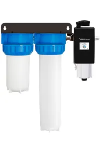 <div><strong>UV Water Treatment System</strong></div>
<div>
<p>Part Number: ARROS9-IHS12<br>Ideal For: Bacteria, Color, Smell, Turbidity/Cloudiness</p>
<table>
<tbody>
<tr>
<td>Connection Size</td>
<td>Inlet: 1” FNPT, Outlet: (Combo Port) 1” MNPT / ¾” FNPT</td>
</tr>
<tr>
<td>Dimensions</td>
<td>24.95″ × 27.5″ x 9.0″ (63.4 cm × 69.9 cm × 22.9 cm)</td>
</tr>
<tr>
<td>Flow Rate</td>
<td>30mJ/cm2: 9 gpm (34.1 lpm) 2.0 m³/hr</td>
</tr>
<tr>
<td>Housing Details</td>
<td>One 10″ and one 20″ 3-piece housing</td>
</tr>
<tr>
<td>Power Consumption</td>
<td>33 W</td>
</tr>
<tr>
<td>Ship Wt. (lbs)</td>
<td>46lbs (20.9kg)</td>
</tr>
</tbody>
</table>
</div>