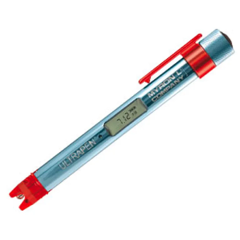 <p>Item Part: <strong>PH-MYRON PT2</strong><br>Handheld meter with pocket clip<br>Measures 2 parameters:</p>
<ul>
<li>pH (0.00-14.00)</li>
<li>Temperature (0–71 °C)</li>
<li>Accuracy: ±0.01 pH</li>
</ul>
<p>1, 2, 3 point calibration<br>Automatic temperature compensation<br>Waterproof<br>Power: N Type Battery (1), included<br>Dimension: 6.75” L x 0.625” D</p>