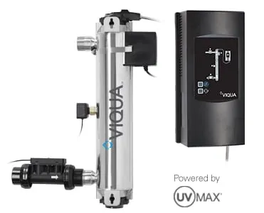 <table>
<tbody>
<tr>
<td>Flow Rates</td>
<td> </td>
<td> </td>
</tr>
<tr>
<td> </td>
<td>40mJ/cm<sup>2</sup></td>
<td>10 GPM (38 lpm ) (2.2 m<sup>3</sup>/hr)</td>
</tr>
<tr>
<td>Specifications</td>
<td> </td>
<td> </td>
</tr>
<tr>
<td> </td>
<td>Dimensions</td>
<td>22″ x 4″ (54 cm x 10 cm)</td>
</tr>
<tr>
<td> </td>
<td>Shipping Weight lbs (kg)</td>
<td>25 lbs (11.3 kg)</td>
</tr>
<tr>
<td> </td>
<td>Connection Size</td>
<td>1 1/4″ MNPT x 1″ FNPT COMBO</td>
</tr>
<tr>
<td> </td>
<td>Power Consumption</td>
<td>120W</td>
</tr>
</tbody>
</table>