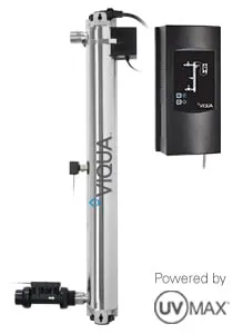 <table>
<tbody>
<tr>
<td>Flow Rates</td>
<td> </td>
<td> </td>
</tr>
<tr>
<td> </td>
<td>40mJ/cm<sup>2</sup></td>
<td>30 GPM (113 lpm) (6.8 m<sup>3</sup>/hr)</td>
</tr>
<tr>
<td>Specifications</td>
<td> </td>
<td> </td>
</tr>
<tr>
<td> </td>
<td>Dimensions</td>
<td>41″ x 4″ (103 cm x 10 cm)</td>
</tr>
<tr>
<td> </td>
<td>Shipping Weight lbs (kg)</td>
<td>31 lbs (14 kg)</td>
</tr>
<tr>
<td> </td>
<td>Connection Size</td>
<td>1 1/4″ MNPT x 1″ FNPT COMBO</td>
</tr>
<tr>
<td> </td>
<td>Power Consumption</td>
<td>230W</td>
</tr>
</tbody>
</table>
