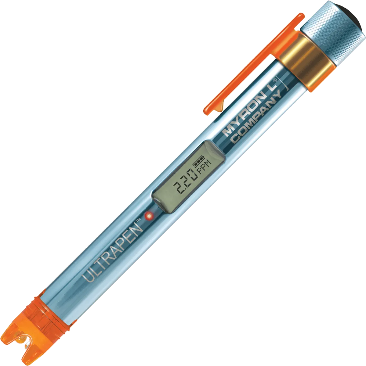 <h3><strong>ULTRAPEN™ PT4 Measurement Modes:</strong></h3>
<table>
<tbody>
<tr>
<td><strong>MODE</strong></td>
<td><strong>METHOD OF MEASUREMENT</strong></td>
</tr>
<tr>
<td><strong>Hold (default)</strong></td>
<td>Once stabilized, the readings are captured then displayed.</td>
</tr>
<tr>
<td><strong>LIVE</strong></td>
<td>Real-time readings are displayed continuously during measurement.</td>
</tr>
</tbody>
</table>
<h3><strong>ULTRAPEN™ PT4 Specifications:</strong></h3>
<table>
<tbody>
<tr>
<td>FC<sup>E</sup> ™ Free Chlorine Range:</td>
<td>0 – 10.0 ppm</td>
</tr>
<tr>
<td>FC<sup>E</sup> ™ Free Chlorine Accuracy:</td>
<td>< 5.00 ppm: ± 0.3 ppm, ≥ 5.00 ppm: ± 0.5 ppm</td>
</tr>
<tr>
<td>FC<sup>E</sup> ™ Free Chlorine Resolution:</td>
<td>0.01 ppm</td>
</tr>
<tr>
<td>Temperature Range:</td>
<td>0 – 71°C / 32 – 160°F</td>
</tr>
<tr>
<td>Temperature Accuracy:</td>
<td>± 0.1ºC</td>
</tr>
<tr>
<td>Temperature Resolution:</td>
<td>0.1ºC / 0.1ºF</td>
</tr>
<tr>
<td>Power Consumption:</td>
<td>Active Mode: 30 – 140 mA, Sleep Mode: 2 µA</td>
</tr>
<tr>
<td>Temperature Compensation: </td>
<td>pH : Automatic to 25°C ORP: Automatic in Calibration Mode from 15ºC to 30ºC</td>
</tr>
<tr>
<td>Physical Dimensions: </td>
<td>17.15 cm L x 1,59 cm D or 6.75 in. L x .625 in. D</td>
</tr>
<tr>
<td>Weight: </td>
<td>50.4 g / 1.78 oz. (without soaker cap and lanyard)</td>
</tr>
<tr>
<td>Case Material:</td>
<td>Anodized Aircraft Aluminum with Protective Coating</td>
</tr>
<tr>
<td>Battery Type: </td>
<td>One N type, Alkaline, 1.5 V</td>
</tr>
<tr>
<td>Calibration Standard Solutions: </td>
<td>PH4, PH7, PH10, ORP80, ORP260, ORP470</td>
</tr>
<tr>
<td>Operating/Storage Temperature: </td>
<td>0 – 55ºC / 32 – 131ºF</td>
</tr>
<tr>
<td>Enclosure Ratings: </td>
<td>IP67 and NEMA6</td>
</tr>
<tr>
<td>EN61236-1: 2006 – Annex A: 2008: </td>
<td>Electrostatic discharge to the PT4 may cause it to spontaneously turn on. If this <span style="font-weight: 400;">occurs, the PT4 will turn off.</span></td>
</tr>
</tbody>
</table>