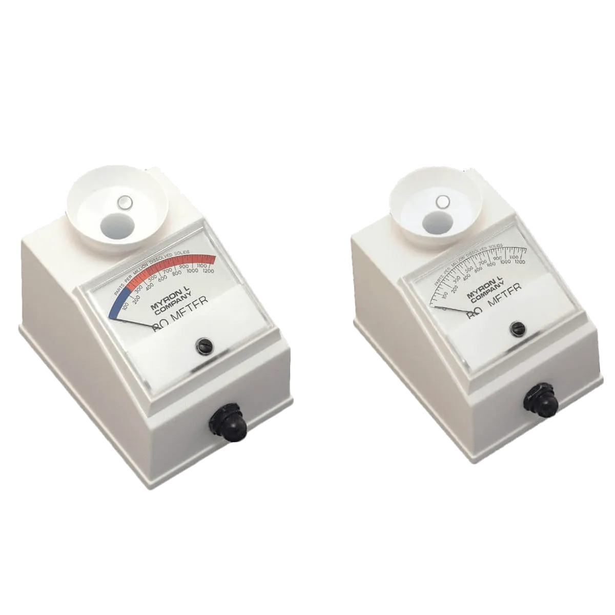 <h3>RO Meters™ Technical Specifications:</h3>
<table>
<tbody>
<tr>
<td><strong>Ranges:</strong></td>
<td> </td>
</tr>
<tr>
<td><strong>RO-1</strong>
<p> </p>
<p><strong>RO-1NC</strong></p>
</td>
<td>0-1250 ppm (0-250 blue, 250-500 orange, 500-1250 red)
<p> </p>
<p>0-1250 ppm (no color band)</p>
</td>
</tr>
<tr>
<td><strong>Accuracy:</strong></td>
<td>±2% of full scale</td>
</tr>
<tr>
<td><strong>Repeatability:</strong></td>
<td>±1%</td>
</tr>
<tr>
<td><strong>Temperature Compensation:</strong></td>
<td>Automatic (to 25°C/77°F) for samples between 10-71°C/50-160°F</td>
</tr>
<tr>
<td><strong>Electrodes (built-in):</strong></td>
<td>Never need replatinizing or replacement </td>
</tr>
<tr>
<td><strong>Cell Cup:</strong></td>
<td>Chip and crack resistant polyethylene</td>
</tr>
<tr>
<td><strong>Recalibration:</strong></td>
<td>Internal electronic standard quickly verifies on-site accuracy</td>
</tr>
<tr>
<td><strong>Circuitry:</strong></td>
<td>Solid-state, sealed against moisture</td>
</tr>
<tr>
<td><strong>Power:</strong></td>
<td>One 9V battery supplied; Battery Life: >2000 tests/1 year</td>
</tr>
<tr>
<td><strong>Dimensions:</strong></td>
<td>3.4 W x 4.5 D x 4.0 H in./ 86 W x 114 D x 102 H mm</td>
</tr>
<tr>
<td><strong>Weight:</strong></td>
<td>1 lb./0,45 kg </td>
</tr>
</tbody>
</table>